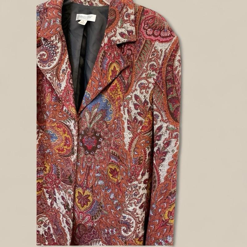 Coldwater Creek Women's Paisley Tapestry Button Front Blazer Size XL