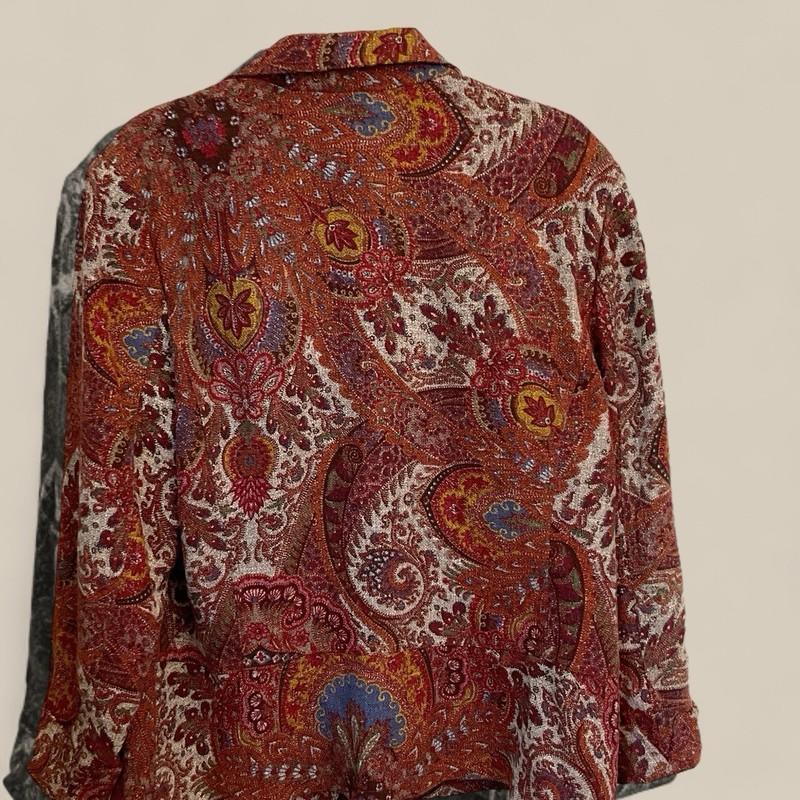 Coldwater Creek Women's Paisley Tapestry Button Front Blazer Size XL