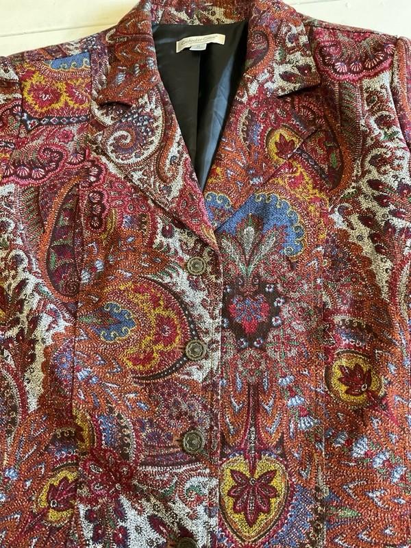 Coldwater Creek Women's Paisley Tapestry Button Front Blazer Size XL