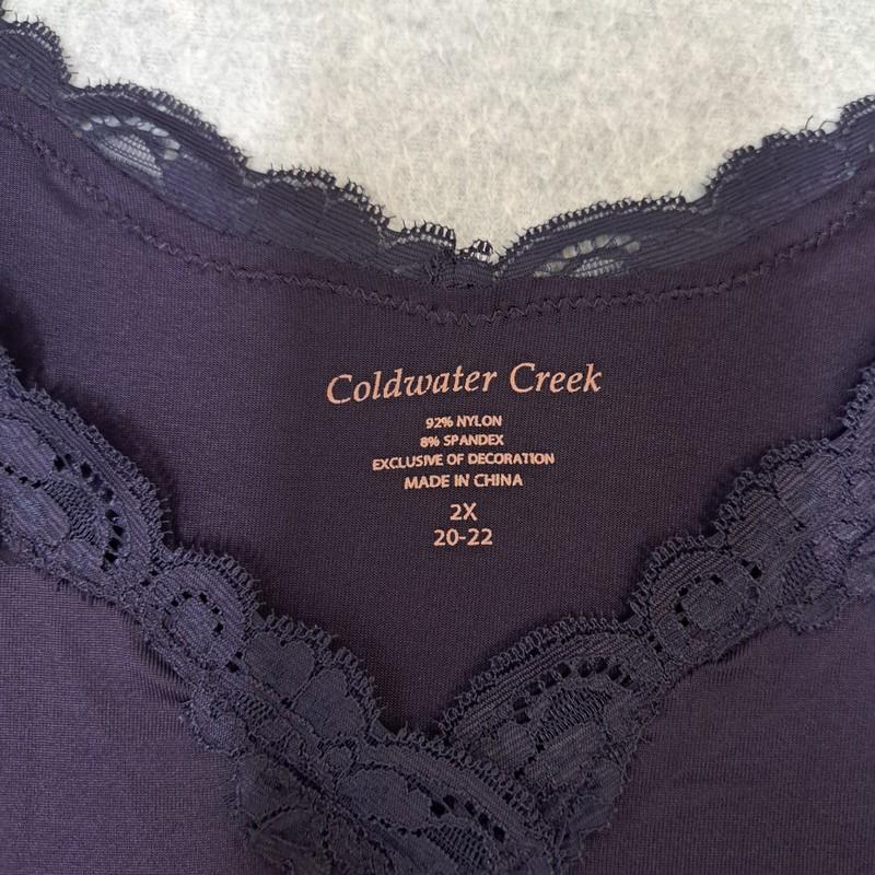Coldwater Creek Womens 2X 20-22 Tank Top Lace Trim Sleeveless Purple