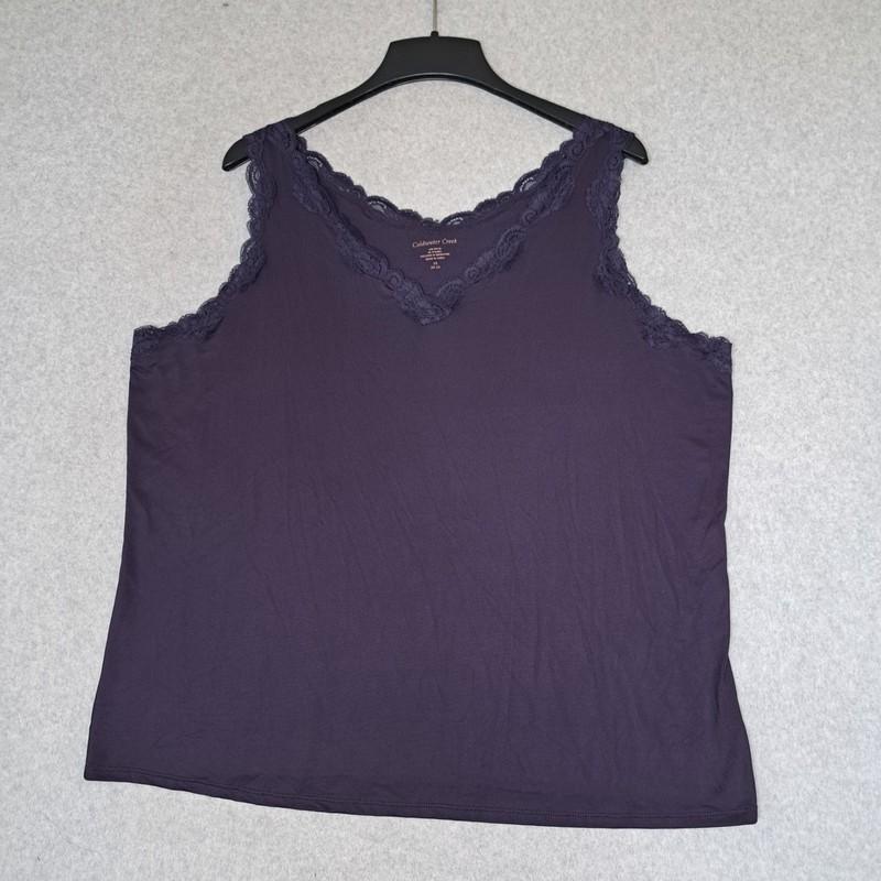 Coldwater Creek Womens 2X 20-22 Tank Top Lace Trim Sleeveless Purple