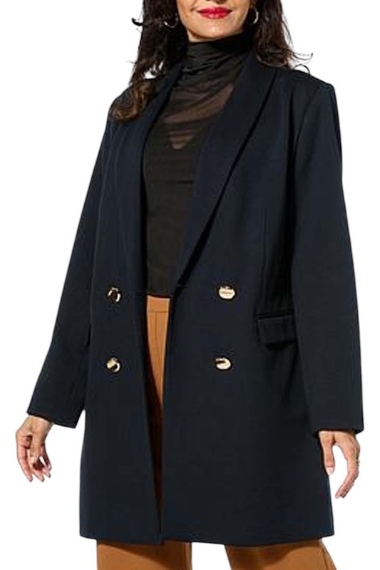 Colleen Lopez Women's Double Breasted Ponte Knit Blazer Black