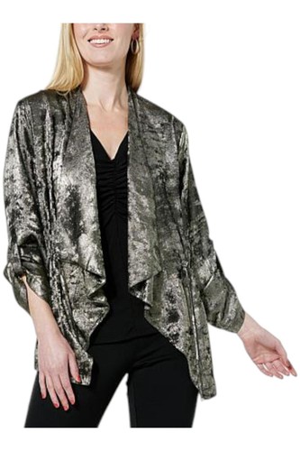 Colleen Lopez Women's Woven Cascade Front Jacket Black