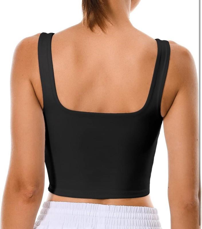 Colorfulkoala Women's Body Contour Square Neck Tank Tops Cropped Shirts XS