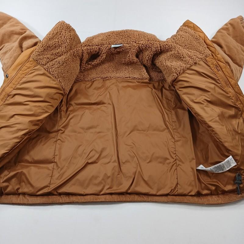 Columbia Down Sherpa Puffer Jacket Womens Large Camel Brown Corduroy Ruby $240