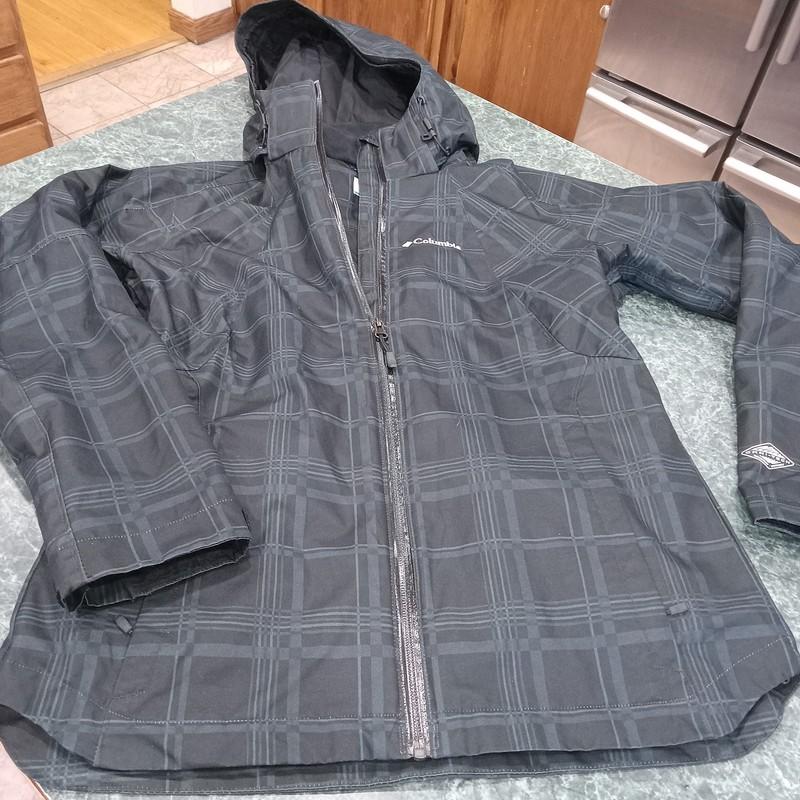 Columbia Interchange Omni Tech Womens Medium Jacket Green Black Plaid Hooded