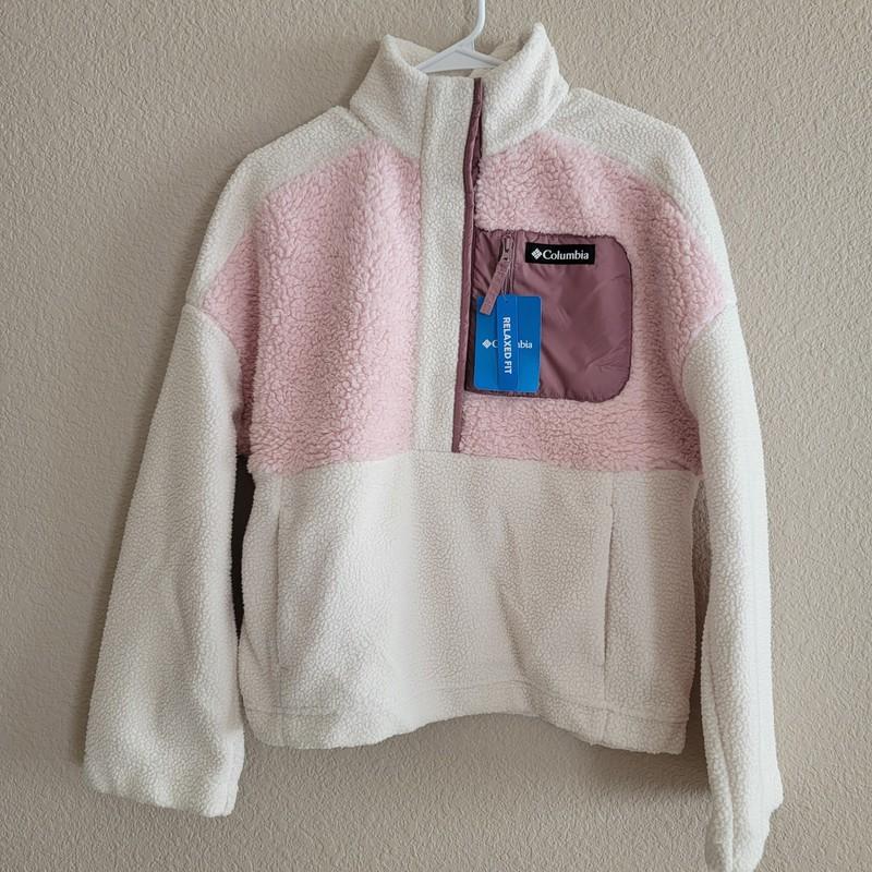 Columbia Lodge Sherpa Pullover In Chalk Dusty Pink NWT