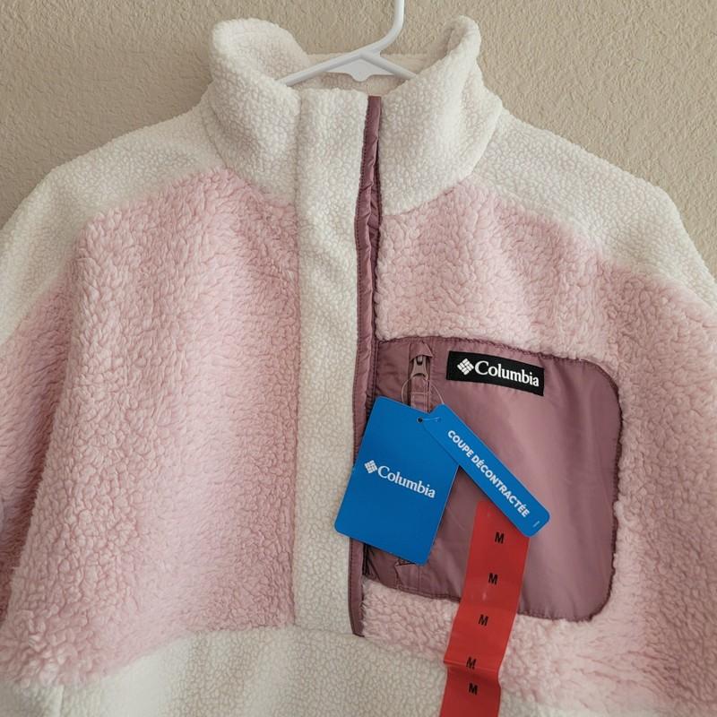 Columbia Lodge Sherpa Pullover In Chalk Dusty Pink NWT