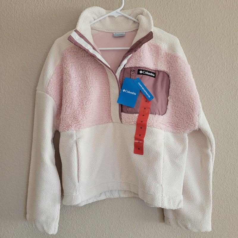 Columbia Lodge Sherpa Pullover In Chalk Dusty Pink NWT