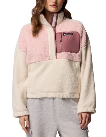 Columbia Lodge Sherpa Pullover in Chalk Dusty Pink NWT