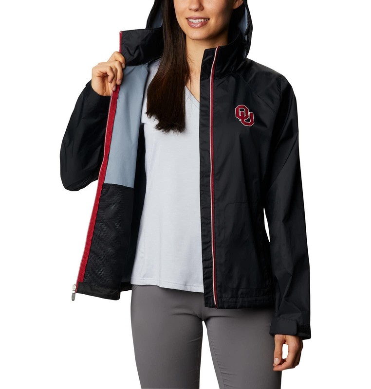 Columbia Women's Oklahoma Sooners Waterproof Hooded Jacket Black Large