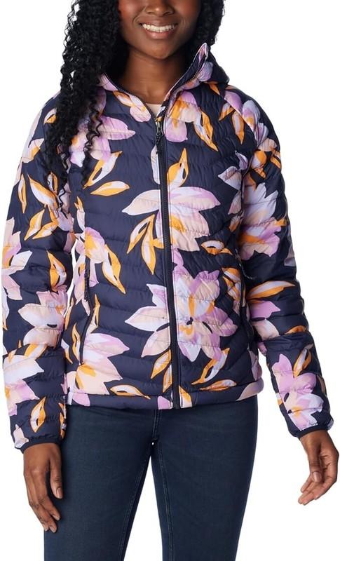 Columbia Women's Powder Lite Hooded Omni-Heat Jacket Dark Nocturnal Tulip SZ SM