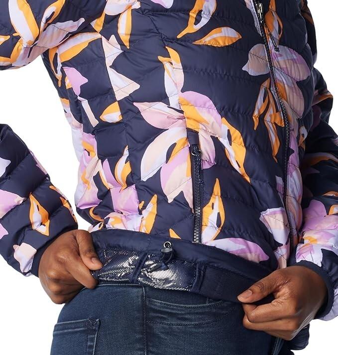 Columbia Women's Powder Lite Hooded Omni-Heat Jacket Dark Nocturnal Tulip SZ SM