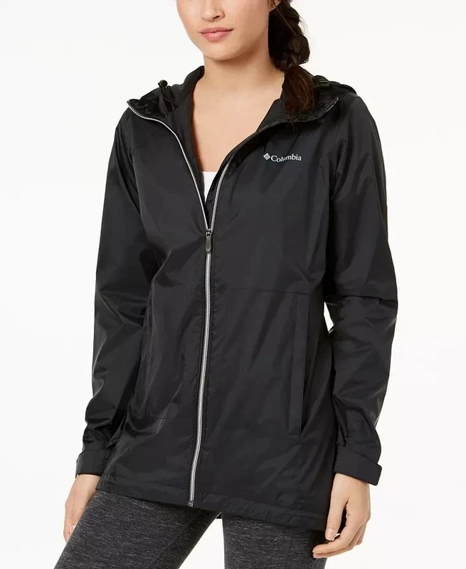 Columbia Women’s Switchback Long Lined Rain Jacket – Black Size S