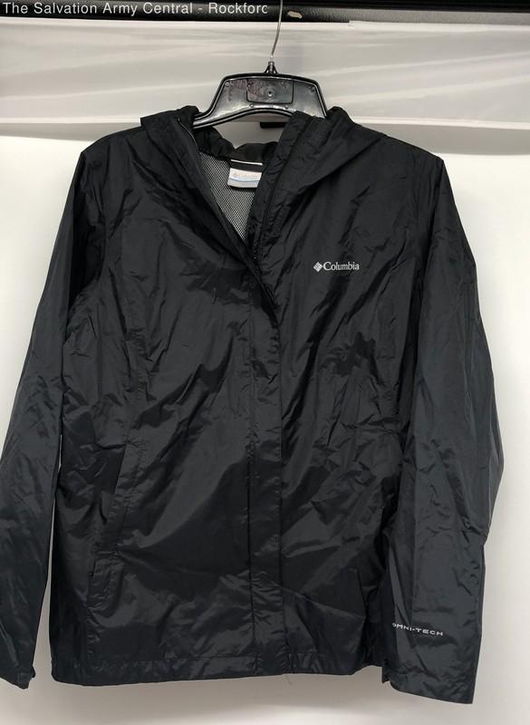 Columbia Womens Black Omni-Tech Pockets Full-Zip Windbreaker Jacket Size Large