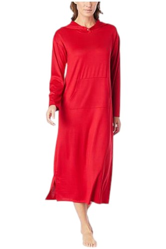 Comfort Code Women's Brushed Knit Hooded Maxi Lounger Red