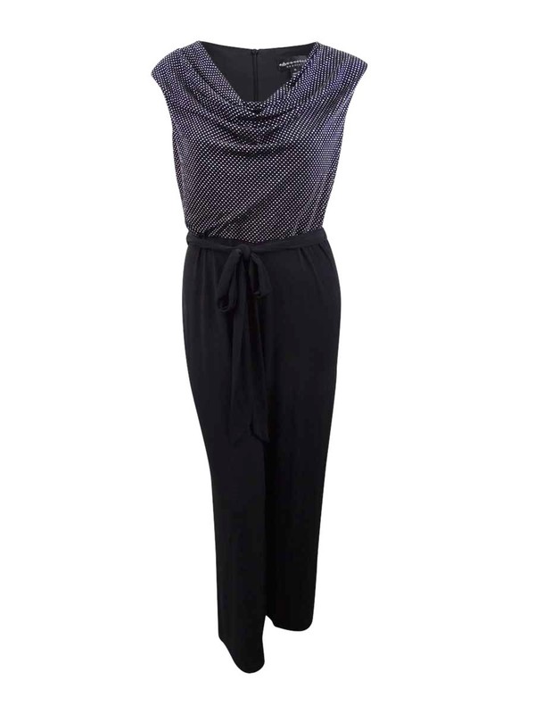 Connected Apparel Womens Black Glitter Boot Cut Jumpsuit 16 B B