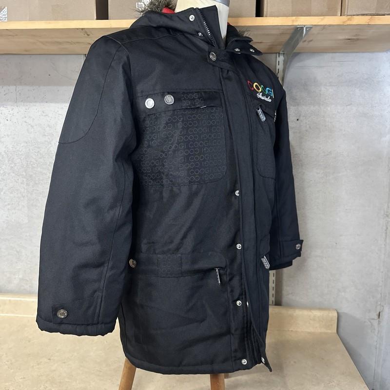 Coogi Fur Hood Y2K Quilted Canvas Jacket Women’s M Medium Black Canvas