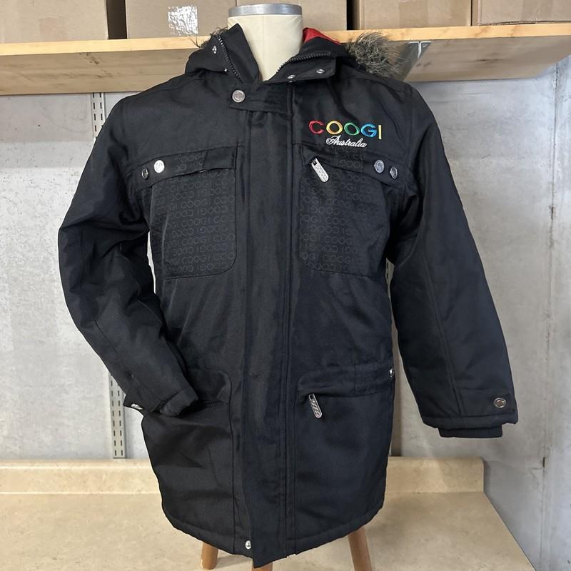 Coogi Fur Hood Y2K Quilted Canvas Jacket Women’s M Medium Black Canvas