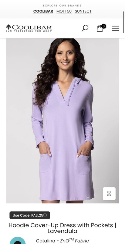 Coolibar UPF 50+ Catalina Beach Cover Up Dress Hooded Pockets Size M Lilac
