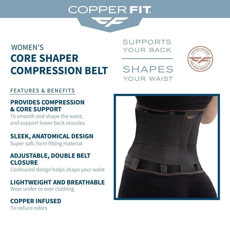 COPPER FIT Core Shaper Women Waist 34"-42" Copper Infused Charcoal L/XL