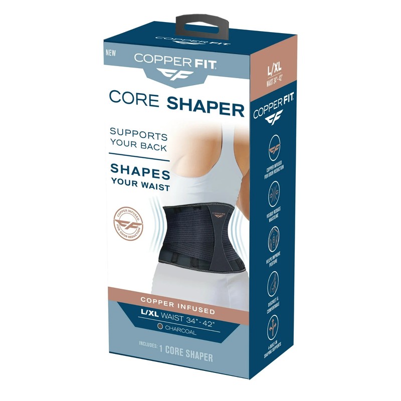 COPPER FIT Core Shaper Women Waist 34"-42" Copper Infused Charcoal L/XL