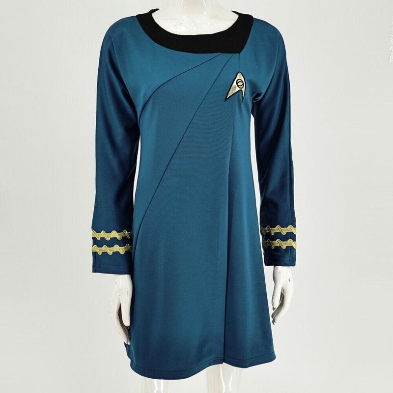 Cosplay TOS Female Duty Uniforms The Original Series Blue Red Starfleet Dresses