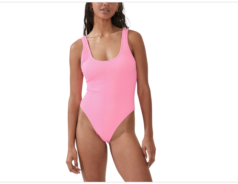 Cotton on Body on Women's Low-Back One-Piece Swimsuit Pink Size L 9256