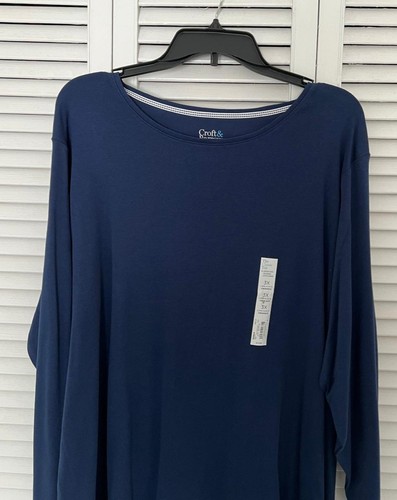 Croft & Barrow Plus Size 3X Essential Crewneck Long Sleeve Tee Navy %100 Cotton