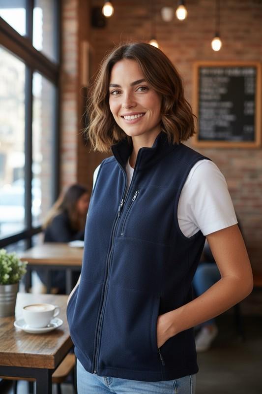 Croft & Barrow Women's Navy Blue Full Zip Fleece Vest w/ Poakets Size S NWT