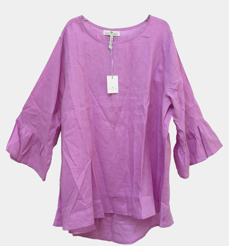 Crown Linen Designs Top Women 3X 100% Linen Bella Sleeve Tunic NWT