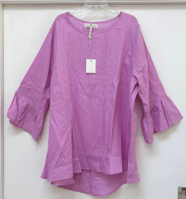 Crown Linen Designs Top Women 3X 100% Linen Bella Sleeve Tunic NWT