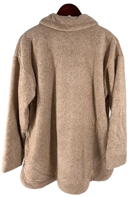 Cuddl Duds Fleecewear Bonded Sherpa Button-Front Shacket Oatmeal