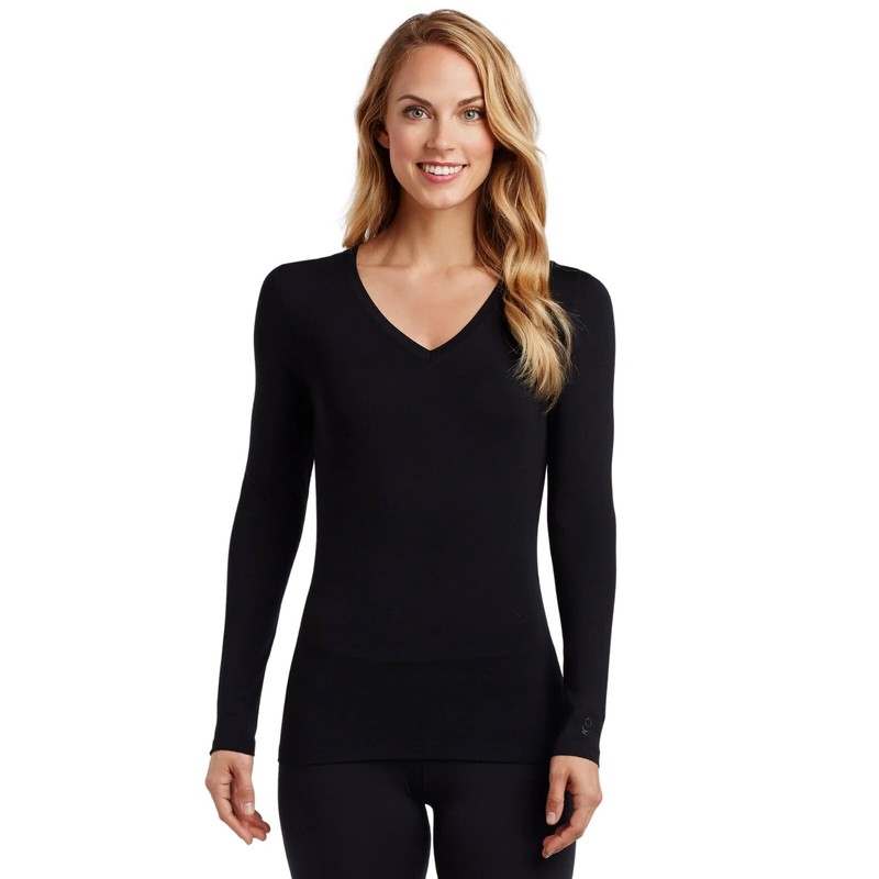 Cuddl Duds Softwear With Stretch Long Sleeve V-Neck Top NWT (B4)