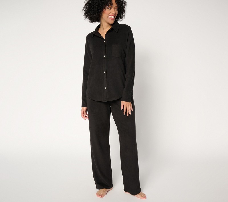 Cuddl Duds Women's Sleepwear Sz XL Regular Fleecewear with Stretch Black A662810