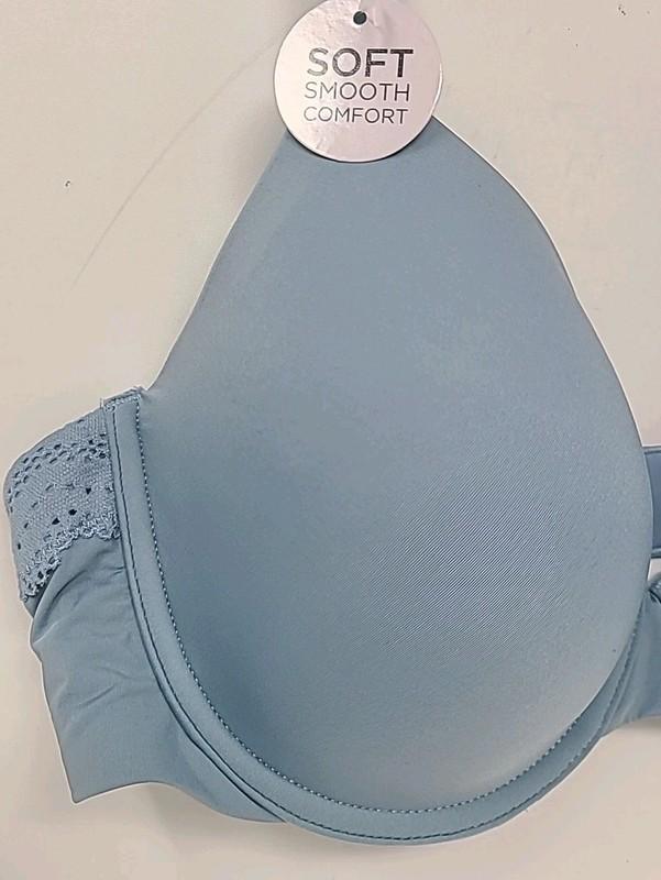 Cuddle Duds Women’s Underwire Blue T Shirt Bra Soft Smooth Comfort 38D New