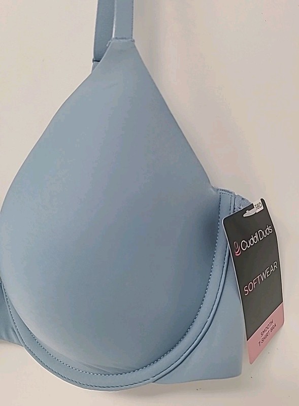 Cuddle Duds Women’s Underwire Blue T Shirt Bra Soft Smooth Comfort 38D New