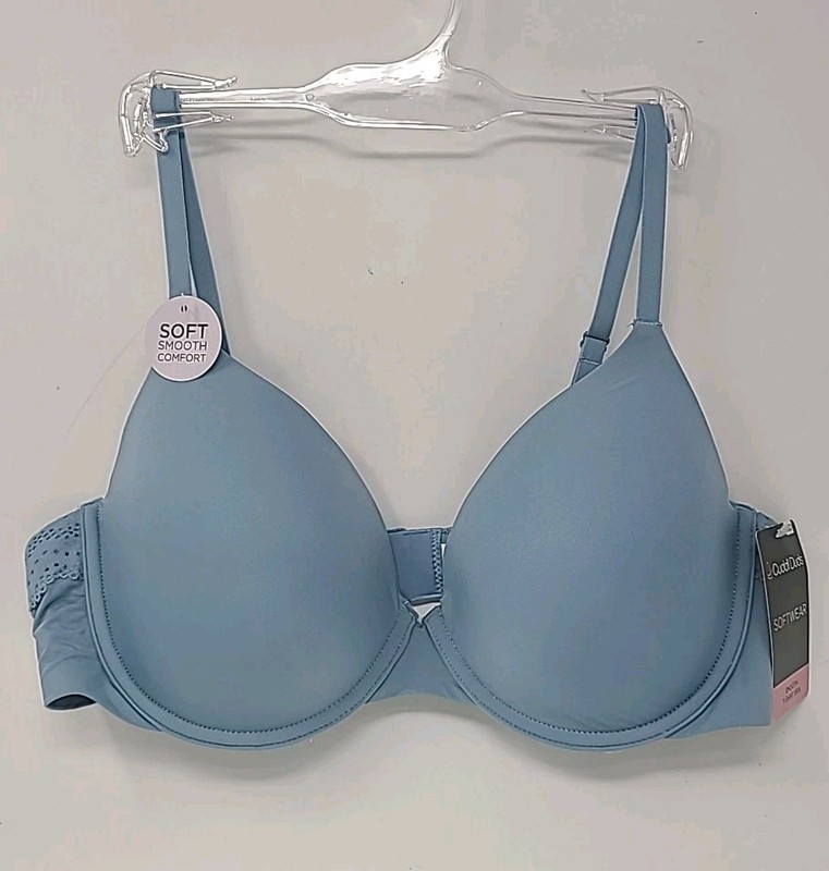 Cuddle Duds Women’s Underwire Blue T Shirt Bra Soft Smooth Comfort 38D New
