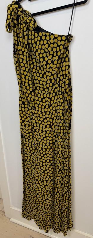 Cue Jumpsuit 12 Womens Black Yellow Polka Dot Off Shoulder Wide Leg Size 12