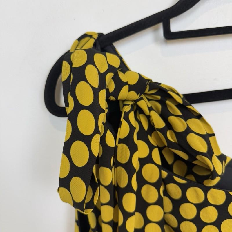 Cue Jumpsuit 12 Womens Black Yellow Polka Dot Off Shoulder Wide Leg Size 12