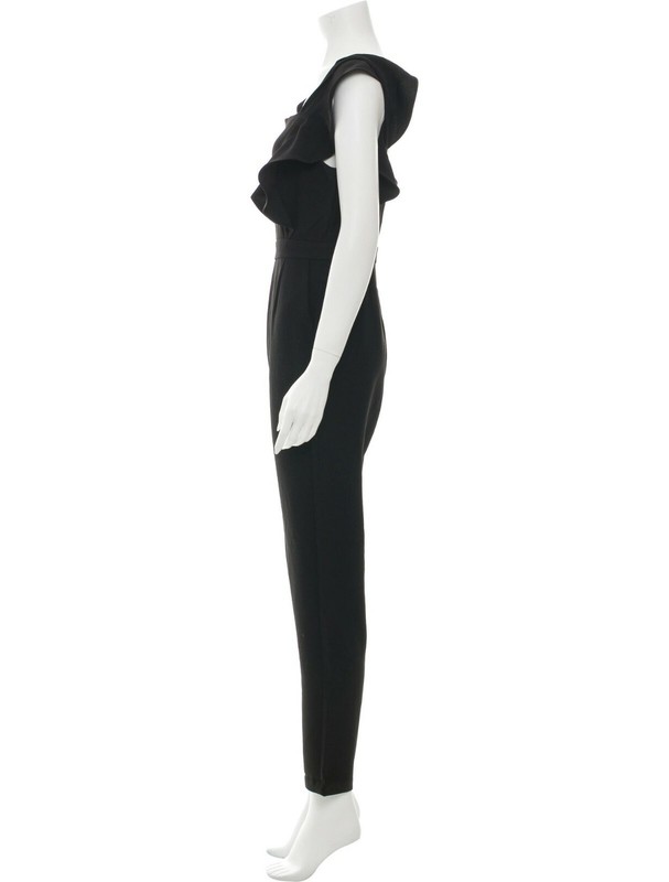 Cupcakes & Cashmere "Tamara" Black Ruffle Bib Jumpsuit Size 0 NWT