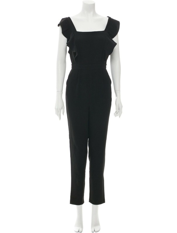 Cupcakes & Cashmere "Tamara" Black Ruffle Bib Jumpsuit Size 0 NWT