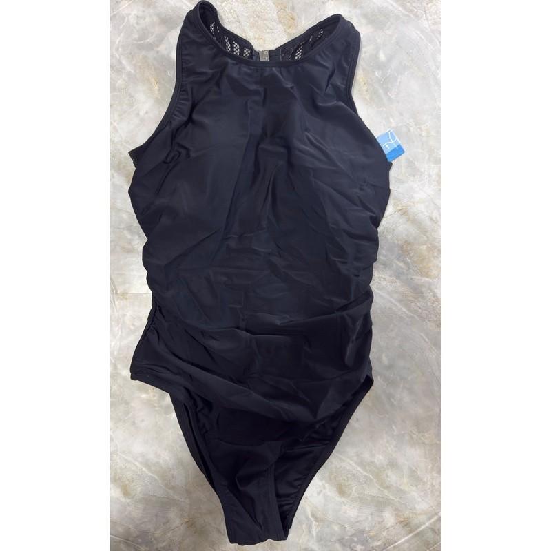 Cupshe Black One Piece Swimsuit Tummy Control Mesh Detail Womens M