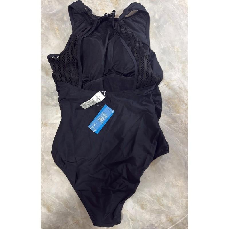 Cupshe Black One Piece Swimsuit Tummy Control Mesh Detail Womens M