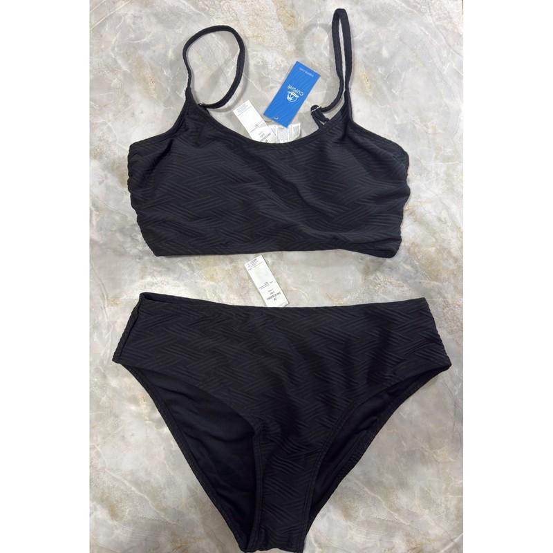 Cupshe Black Weave Textured High Waist Bikini Set Swimsuit Medium New with Tags