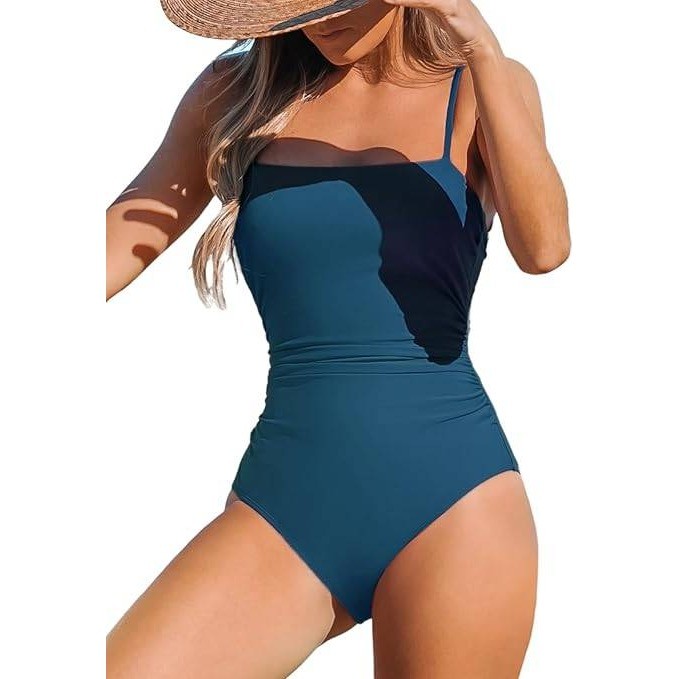 Cupshe One Piece Swimsuit Ruched Tummy Control Square Neck Bathing Suit XS