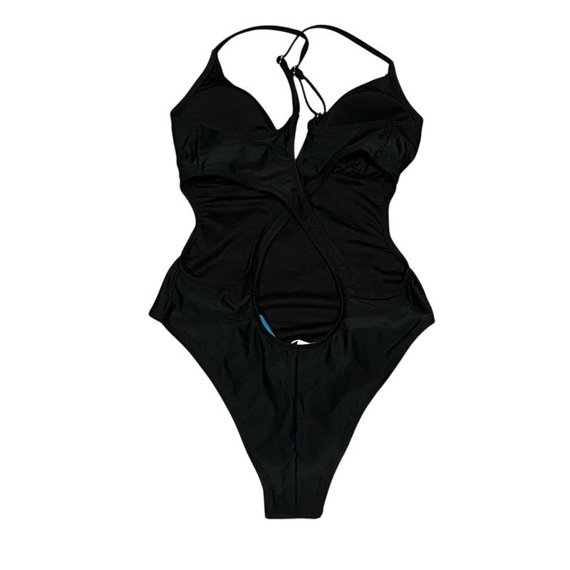 CUPSHE One Piece V Neck Swimsuit Criss Cross Adjustable Strap NWT Medium Black