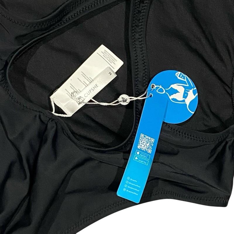 CUPSHE One Piece V Neck Swimsuit Criss Cross Adjustable Strap NWT Medium Black