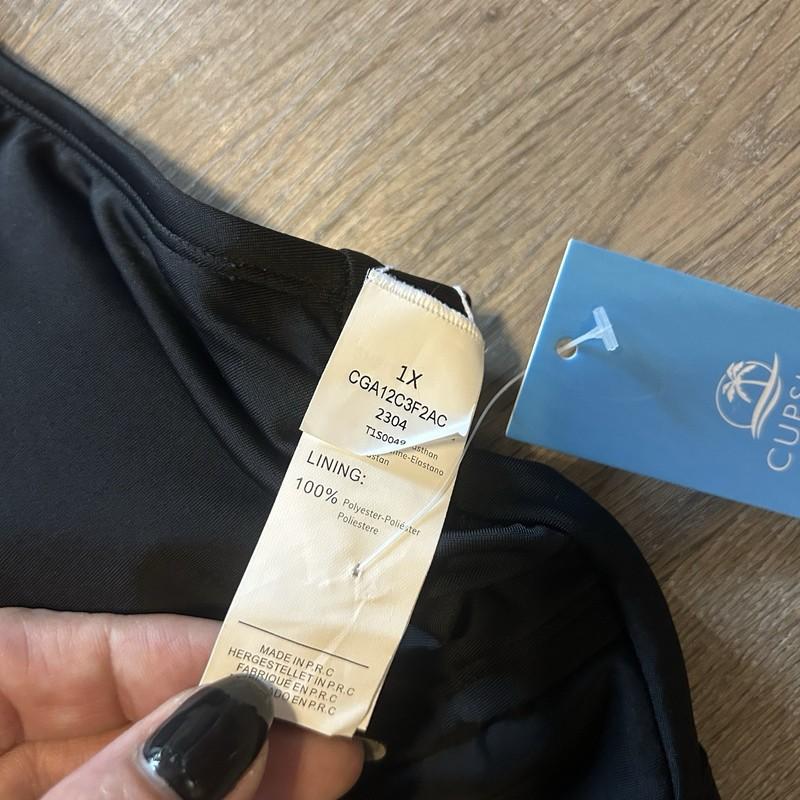 Cupshe Women's Bikini Top Black Plus Size 1X New With Tags