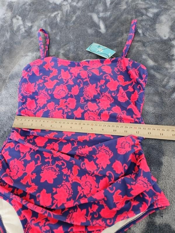 CUPSHE Women’s Blue/Fushsia Floral Print Lace-Up One-Piece Swimsuit Size Medium